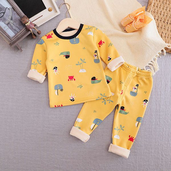 

thickened children's warm underwear suit plush boy / girl's cloth autumn trousers & amp; baby's all in one cashmerea7p2, Blue;red