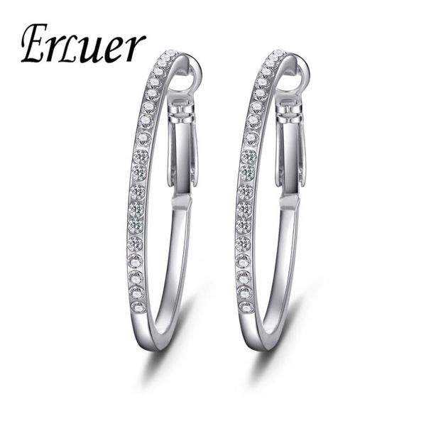 

fashion silver plated round circle earrings women bridal wedding party christmas gift austrian crystal rhinestone charm jewelry, Golden;silver