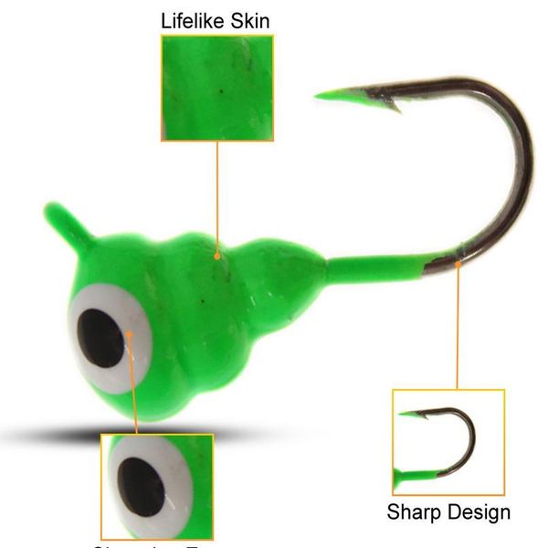 

gobygo 6pcs/lot 18mm 1.5g winter ice jig metal hard bait mini lead head hook sinking ice fishing lure tackle fishing acc jllsnb