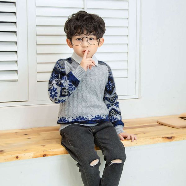 

cashmere middle pullover new men's wear and large children's undergarment baby's sweater double layer 1sie, Blue