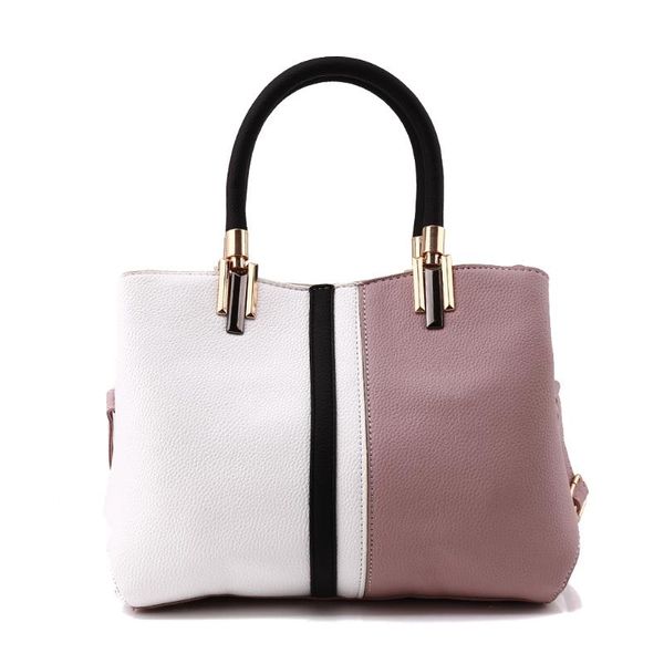 

pu leather black white patchwork handbag women messenger crossbody high capacity shoulder bags office bag