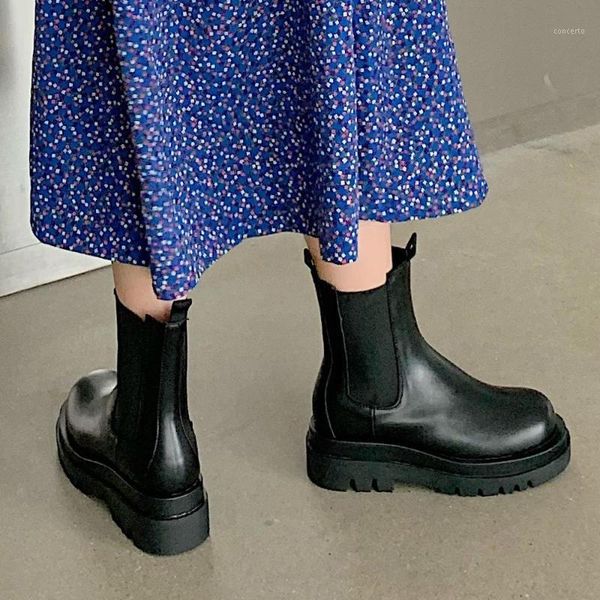 

thick bottom ankle boots for women classic texture chunky heel platform shoes waterproof water shoes non-slip botas mujer 20201, Black