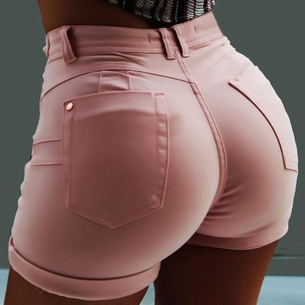 

women's shorts 2021 3 colors ladies fashion high waist casual vintage bandage denim summer lady office short jeans, White;black