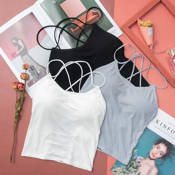 

summer sleeveless tank women camis intimates seamless crop underwear lingeries padded camisole, Black;white
