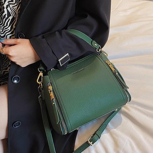 

women's bag 2021 new fashion portable bucket bag net red texture pu one shoulder messenger women's small