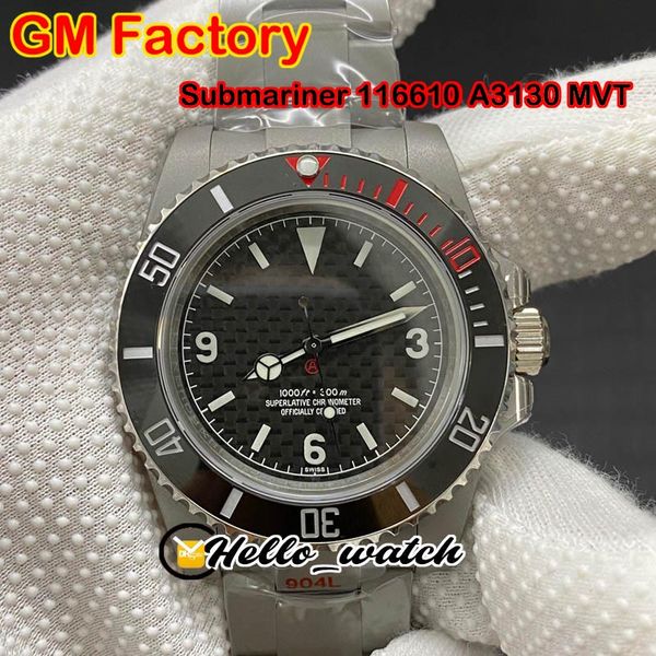 

gmf new 116610 a3130 automatic mens watch artisans de geneve refit rough matt diver ceramics bezel black dial 904l steel bracelet watches, Slivery;brown