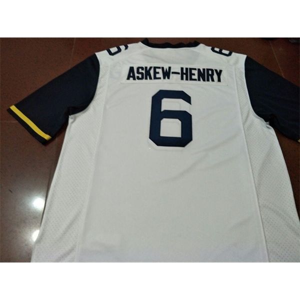 

3740 wvu mountaineers dravon askew-henry real full embroidery college jersey size s-4xl or custom any name or number jersey, Black