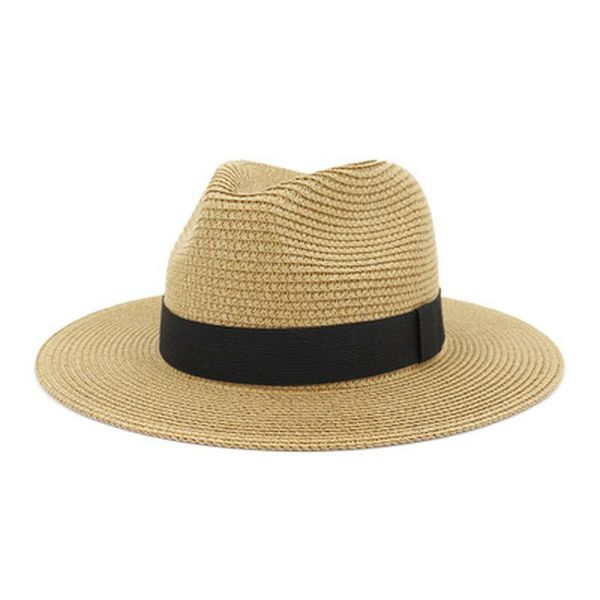 

women men sun hats black wide brim ribbon band straw hats classic simple vintage casual jazz caps beach travel outdoor sun, Blue;gray