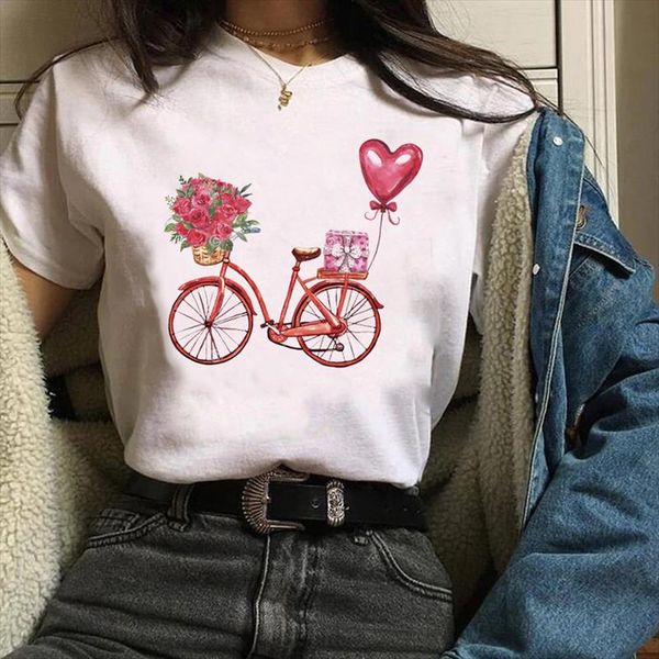 

women graphic cartoon fashion valentine sweet love 90s ladies print clothes lady tees female t shirt womens t shirt, White