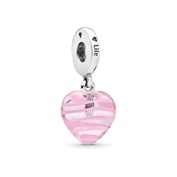 

authentic ale 925 sterling silver pink ribbon heart glass dangle charms beads pendant fit pandora bracelet & necklace for diy jewelry making, Black