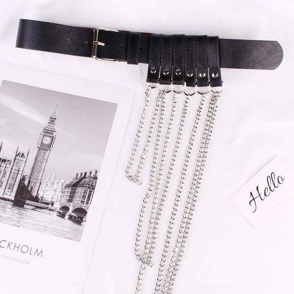 

fashionable women belt metal chain tassels fashion personality belts, Black;brown