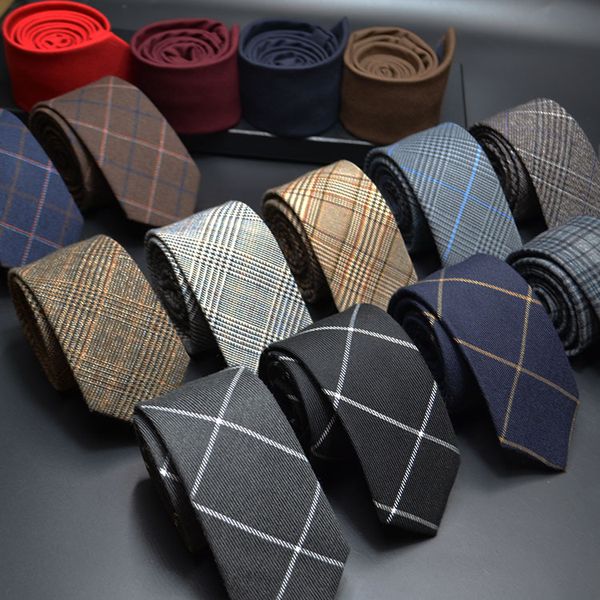 

mens ties 6cm classic cotton handmade skinny neck men striped narrow collar slim cashmere casual plaid tie, Red;black