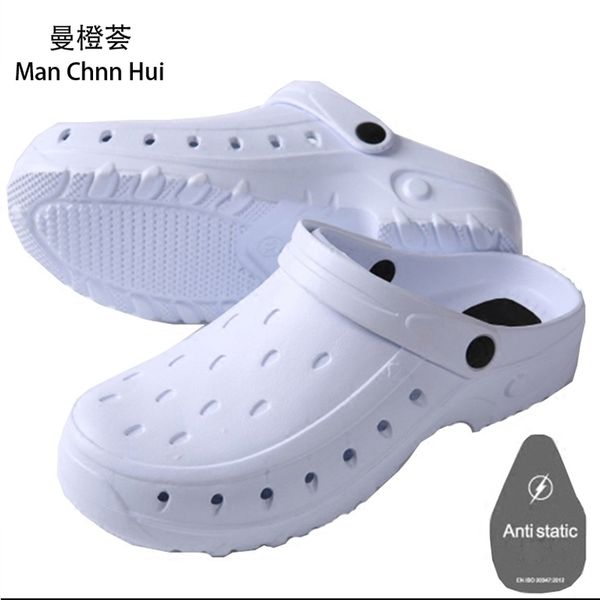 

men summer white anti-static medical surgical shoes nursing clogs operating room cleaning shoes medical slippers nurses clogs y200520, Black