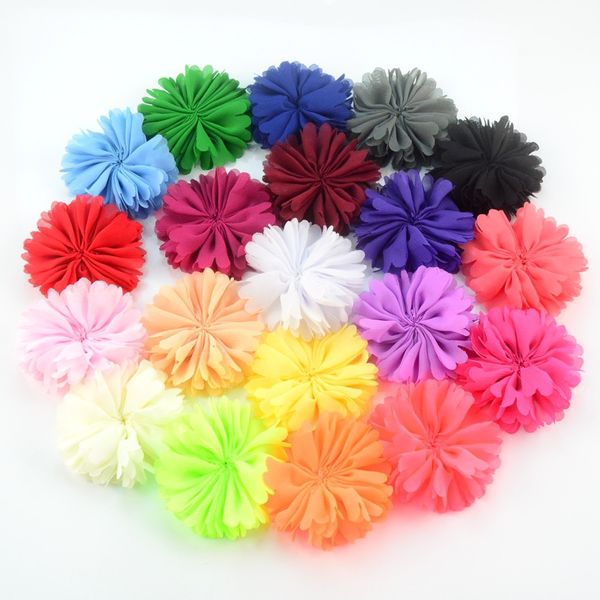 

50pcs/lot  color u pick 6cm petite chiffon ballerina flowers unfinished diy holiday wedding bridal girl headband th220 lj201226, Slivery;white