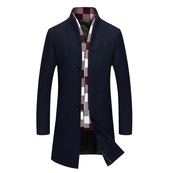 

wholesale- 2016 new fashion trench coat men winter men's woolen blended coat collar design long outwear overcoat manteau homme1, Tan;black