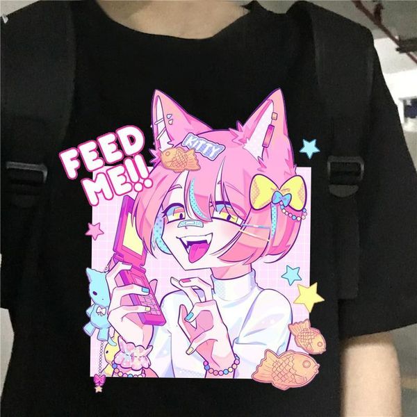 

harajuku print black crop women t-shirts goth streetwear short sleeve tee female kawaii y2k mujer gothic kpop, White