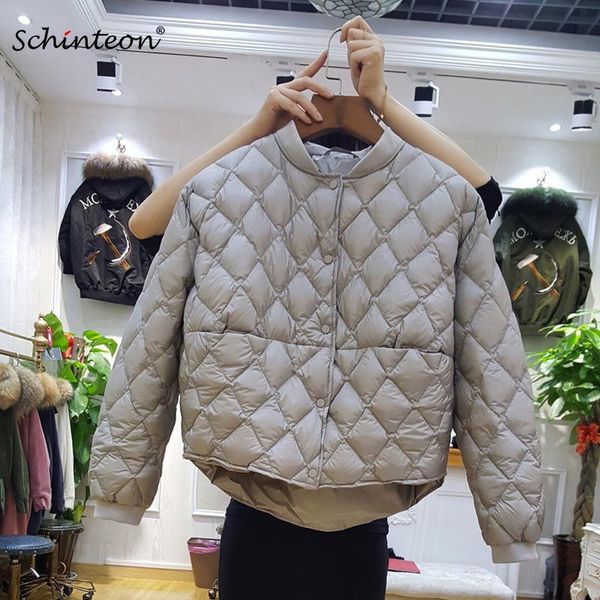 

2020 new baseball down jacket women short white duck down outwear loose casual coat ultra light jackets over size, Black