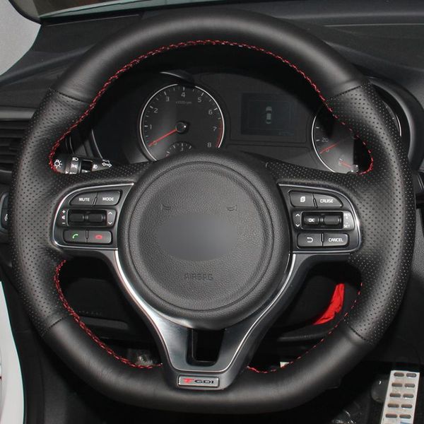 

black synthetic leather car steering wheel cover for kia k5 2020 2020 (sport) sportage 4 kx5