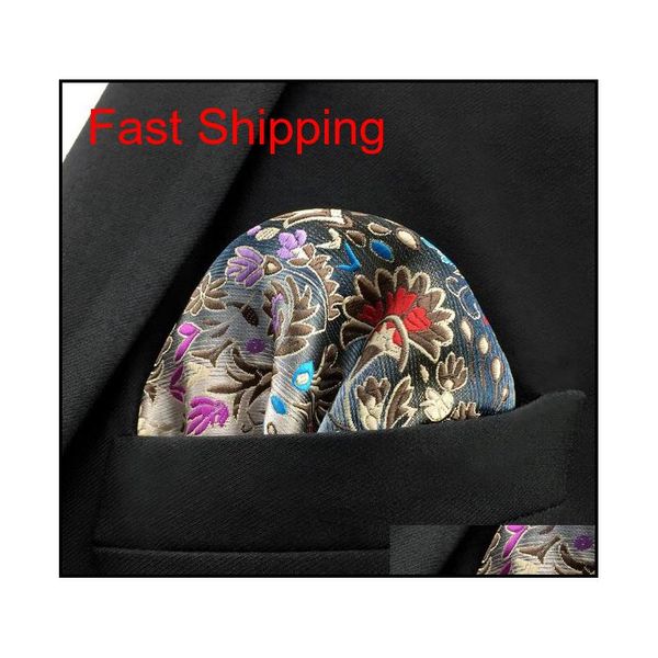 

ph12 floral multi-color pocket square mens neckties jacquard woven qyltwa homes2007, Blue;white