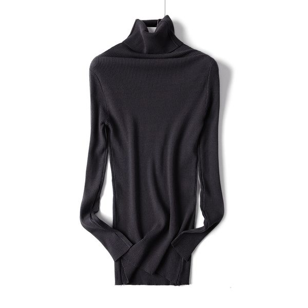 

2021 new women's solid primer turtleneck winter thick warm long sleeve knitted pullovers elegant slim-fit tight sweater 7i6s, White;black