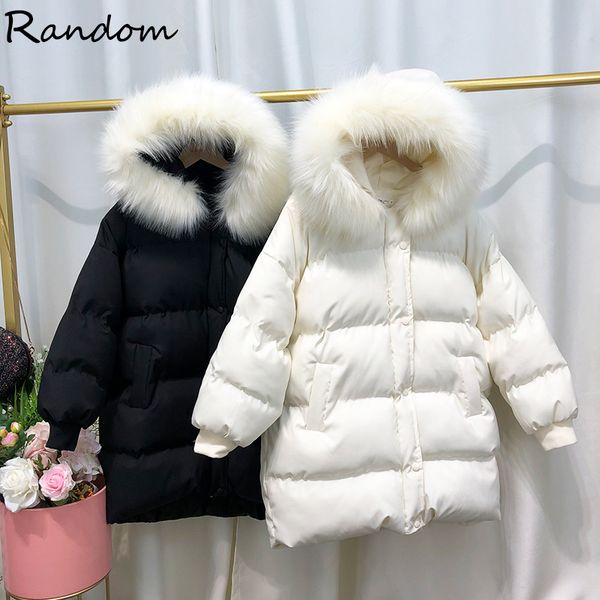 

large fur 2020 new winter jacket women black white outwear coat thick warm hooded down parkas puffer female snow cloth plus x1016, Black;brown