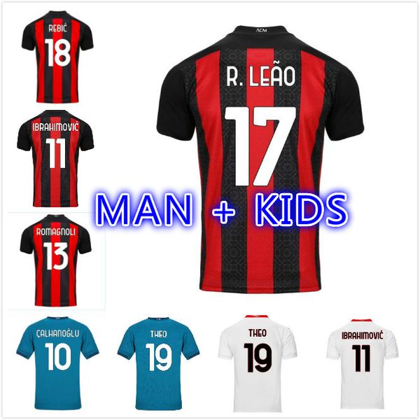 

20 21 ac ibrahimovic milan soccer jersey 2020 2021 football shirt paqueta bennacer rebic camiseta de futbol romagnoli ibrahimovic, Black;yellow