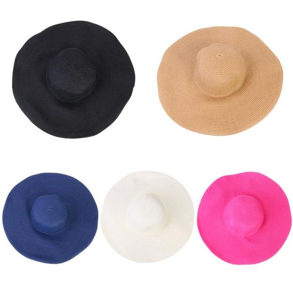

women straw knitted hat summer sun protection wide brim bucket cap women girl beach foldable visor panama hat dropshipping, Blue;gray