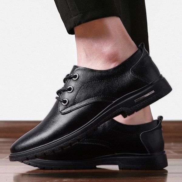 

men wedding shoes genuine leather oxfords business men dress shoes classic waterproof lace-up man designer sneakers formal shoes #g026, Black