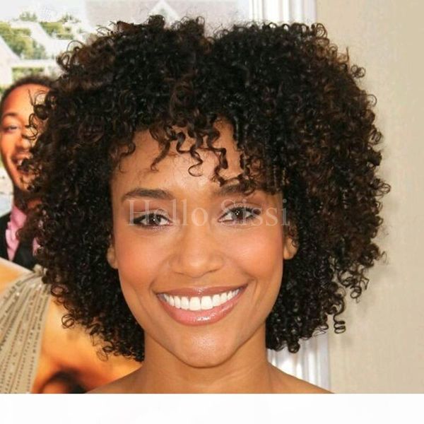 

new arriving short natural black kinky curly full wig human hair fashion shorts curl, Black;brown