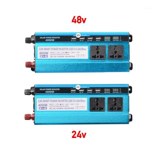 

4000w inverter 12v/24v/48v to 220v voltage converter transformer double led display 4 usb car solar triple power inverter1