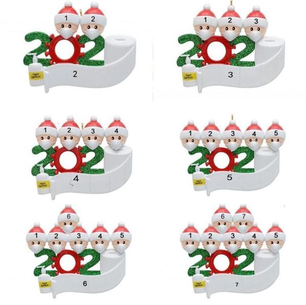 

ornament christmas 2020 christmas quarantine tree pendent decoration gift family of ornament with resin mask hand sanitized
