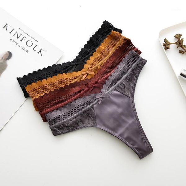 

europe royal lace thong panties women underwear sports thongs female lingerie lace satin string cute women's panties1, Black;pink