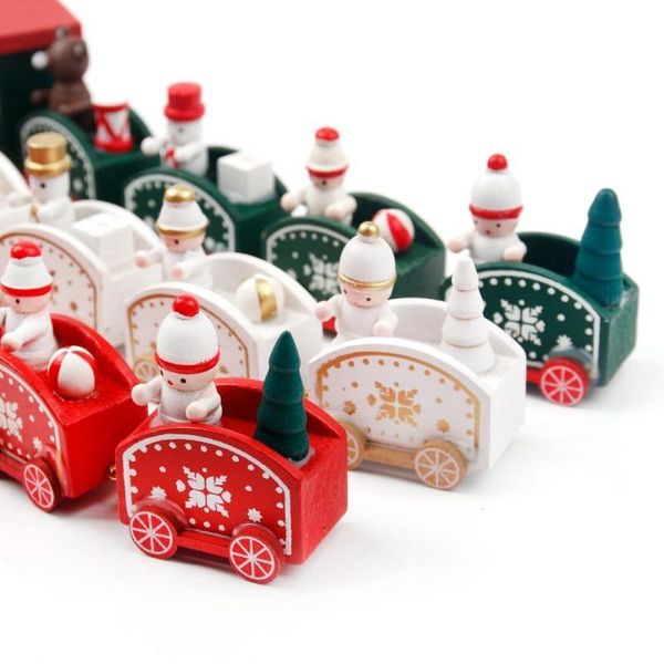 

wooden little train ornament christmas decoration for home xmas santa claus gift toys crafts table decor, Black