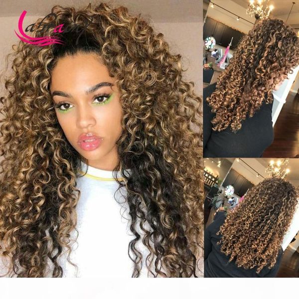 

13x6 kinky curly hd transparent lace frontal human hair wigs honey blonde lace front deep wave wig brown curly wig pre plucked, Black;brown