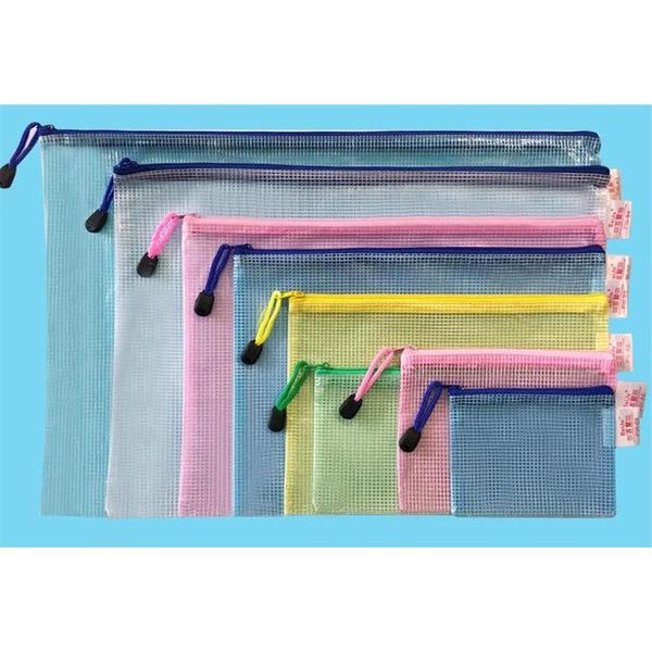 

waterproof mesh zipper pouch document bag plastic zip file folders letter size/a4 size stationery storage folders office document