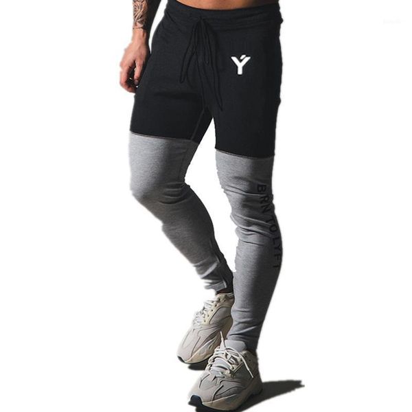 

running sweatpants mens tracksuit bottoms black spliced trousers gym fitness jogging pantalones cotton drawstring joggers pants1, Black;blue