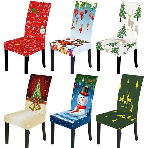 

christmas chair covers dining spandex chairs cover stretch xmas slipcovers elastic christmas decorations for home new year decor