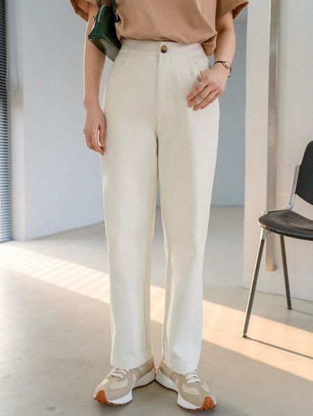 

dazy-less solid straight leg pants d8xz#, Black;white