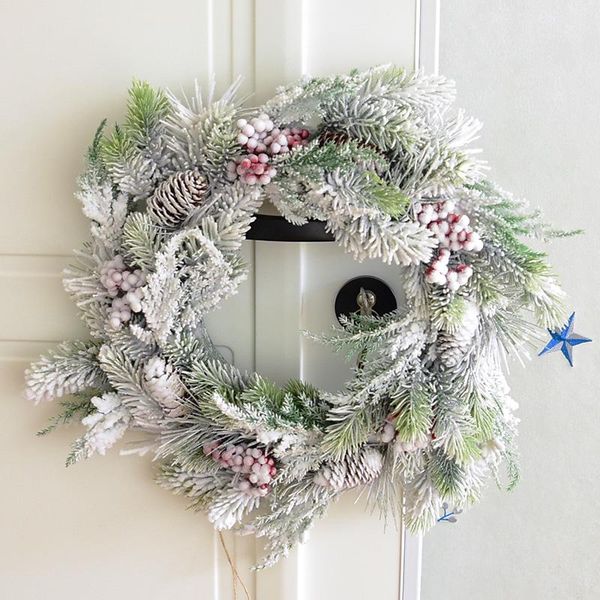 

home christmas decorations mori snow christmas wreath flocking cedar door hanging european decoration merry