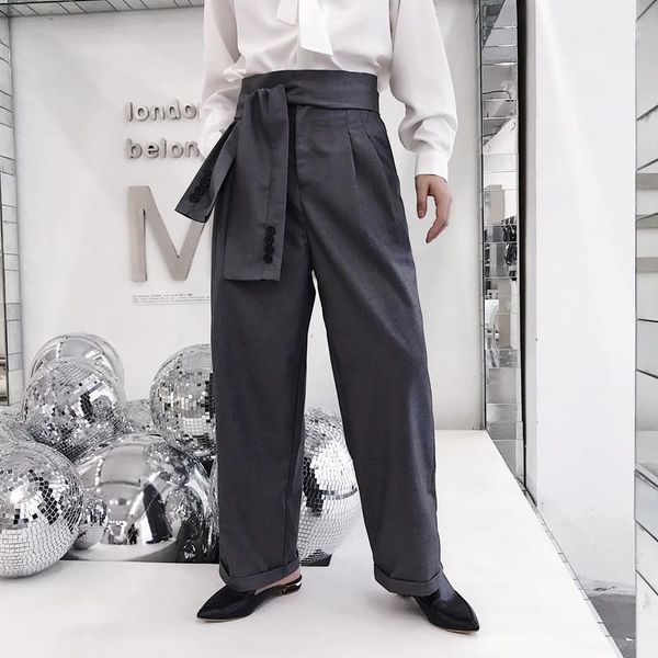 

fashion men's casual show loose high waist man straight pants japan harajuku kimono pants m-2xl1, Black