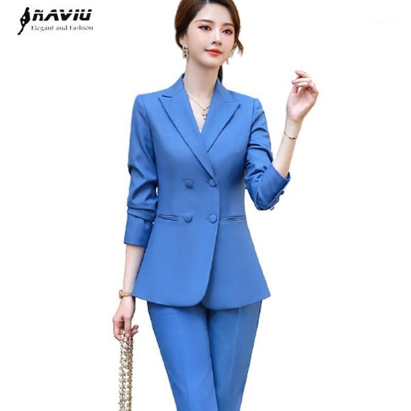 

blue suits women fashion new spring temperament formal high end slim blazer and pants office ladies business work wear1, White