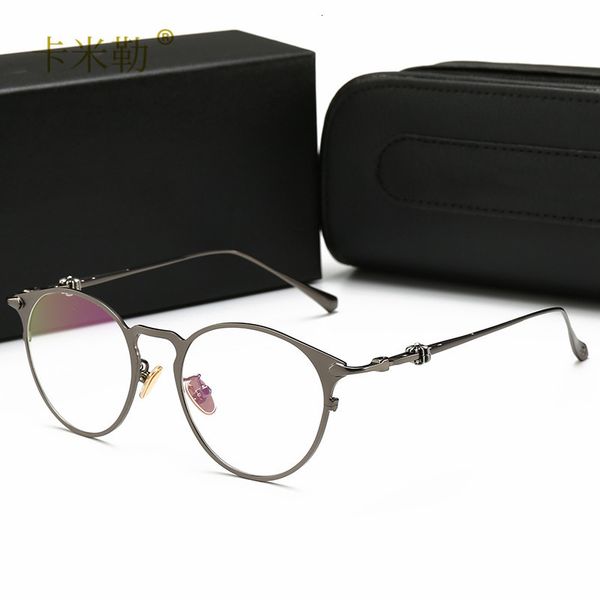 

new chaozhou korean round face decoration myopia spectacle frame metal flat lens 8087 kml-designer, White;black
