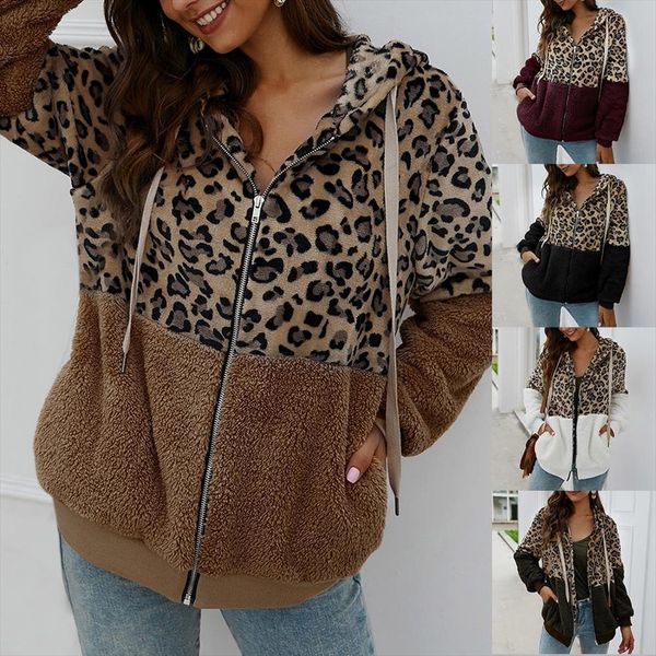 

winter coat women hoodies fleece sweatshirts autumn jacket outwear leopard chaquetas mujer pull femme sudadera mujer, Black
