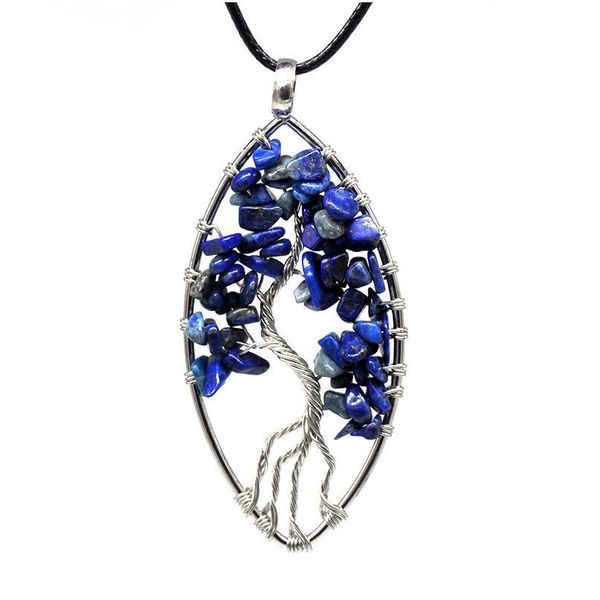 

new 7 chakra tree of life pendant necklace crystal natural stone necklace quartz stones pendants for women men gift jlljmp, Black