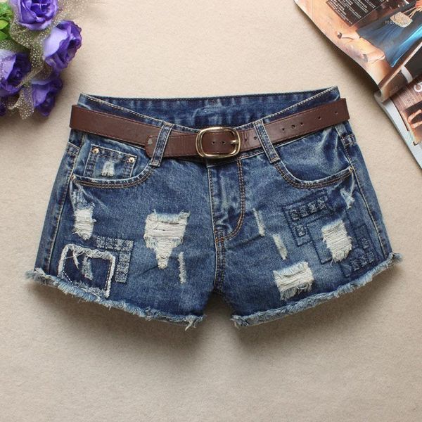 

summer women low waist jeans flash light blue denim shorts female hole punk rivet women short jeans 20171, White;black