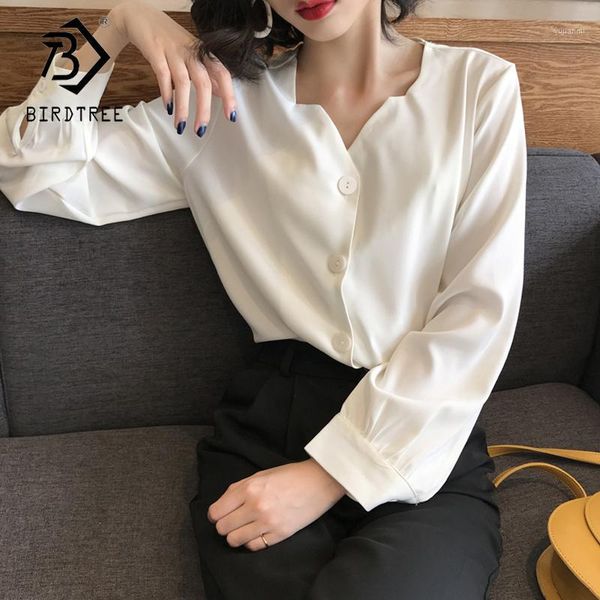 

2020 spring women white shirt female blouse long sleeve casual v neck style women loose blouses t9n501m1