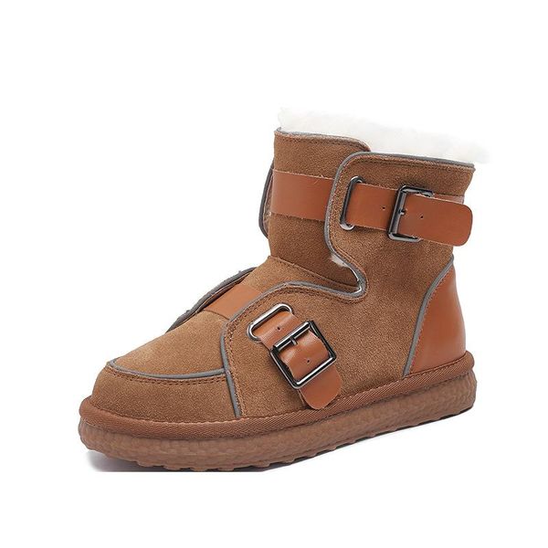 

snow boots 100% подлинная натуральная кожа 2020 мода австралии женских ботильоны теплой зима женщина хлопок обувь a005, Black