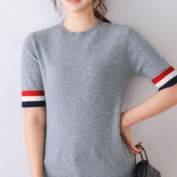 

2021 new women jumpers 100% merino wool knitting pullover with coloured sleeves fashion sweaters female woolen knitwear r5m6, White;black