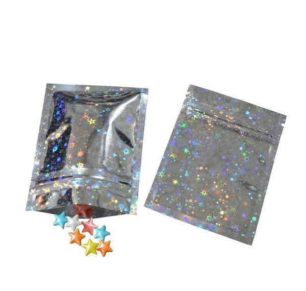 

resealable smell proof bags foil pouch bags flat mylar bag for party favor food storage holographic color with glitter bbyhai lg2010