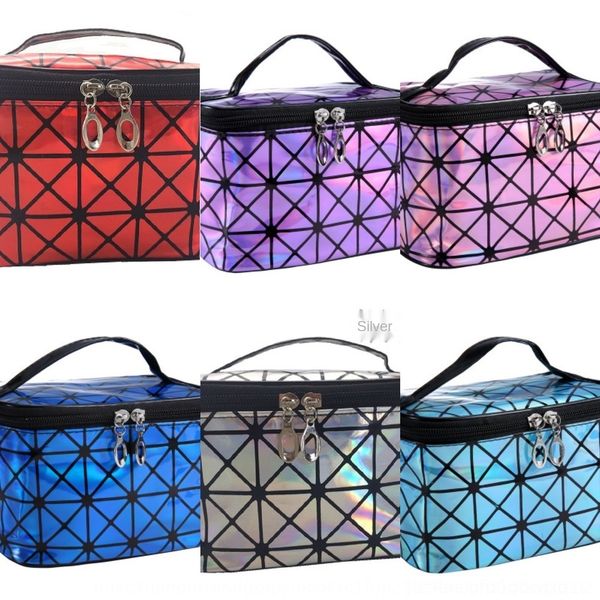 

rl8jb lingge 3d cosmetic pattern large capacity portable laser cosmetic washing travel portable waterproof storage bag bag ckghu